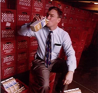 Gary Dake drinking out of a milk carton