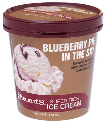 Pint of Stewart's Blueberry Pie Ice Cream. A blueberry Ice Cream with blueberry swirl.