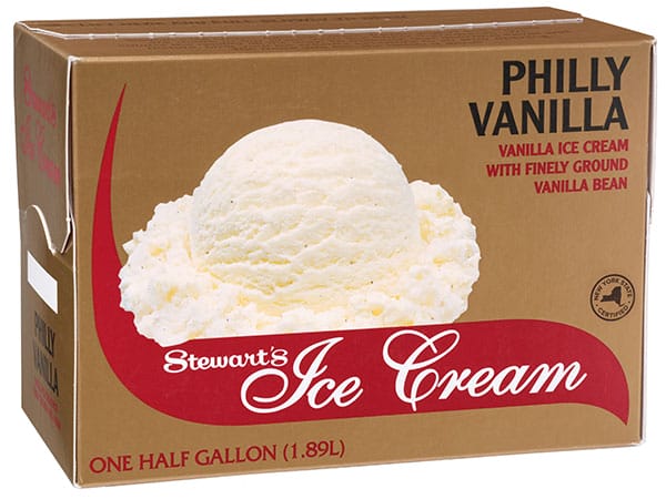a half gallon of Philly Vanilla a vanilla ice cream with crushed vanilla beans