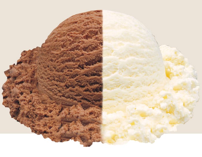 A scoop of our Vanilla Chocolate Ice Cream is the perfect ice cream combination!