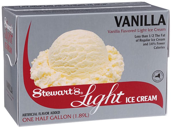 Half Gallon of Stewart's Vanilla Light Ice Cream is our low fat vanilla ice cream.