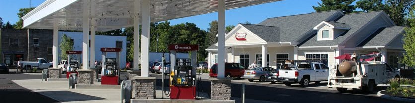 exterior of Stewart's gas station