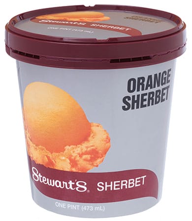 Stewart's Orange Sherbet | Enjoy this tangy orange sherbet, with it's fresh-from-the grove taste! Available in prepackaged pints.