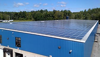 Solar panels on a warehouse roof