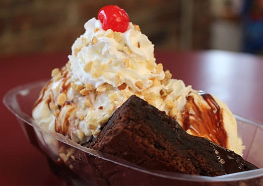 Brownie Sundae with toppings
