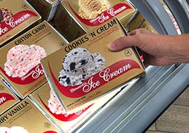 cookies n cream ice cream half gallon pulled out of freezer