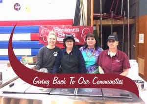 Volunteers at the scooping booth