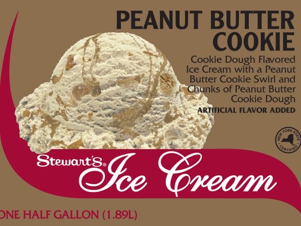 A half gallon of Peanut Butter Cookie. This Cookie Dough Ice Cream has a Peanut Butter Cookie Swirl and Chunks of Peanut Butter Cookie Dough.