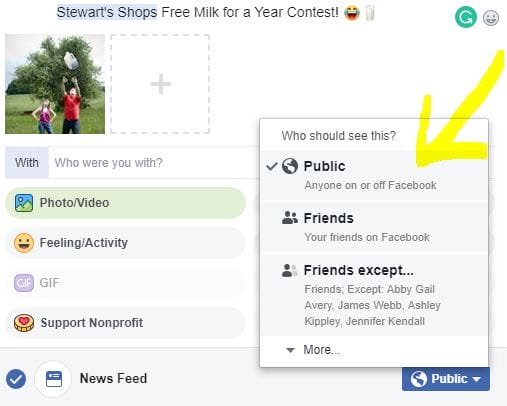 how to make contest picture public FB
