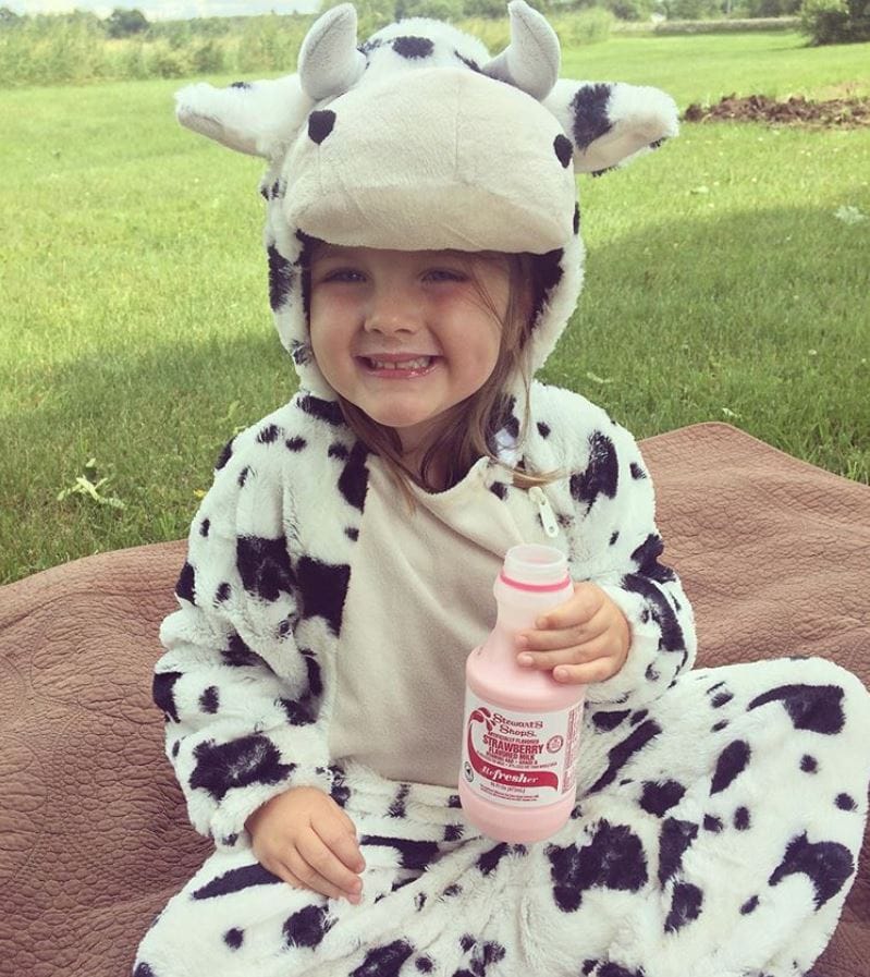 Sophie drinking strawberry milk