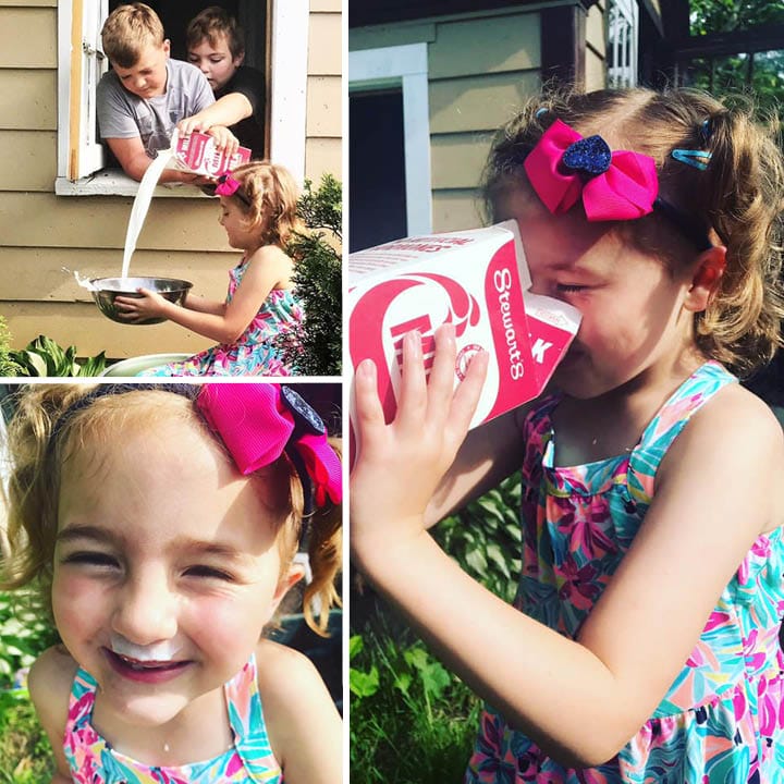 Buschynski Family collage with Stewart''s milk