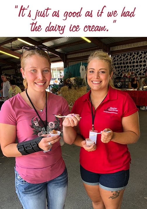 two fair girls sampling vegan