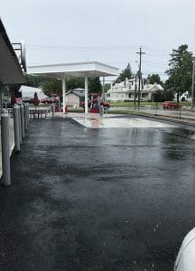 parking lot with gas island in view