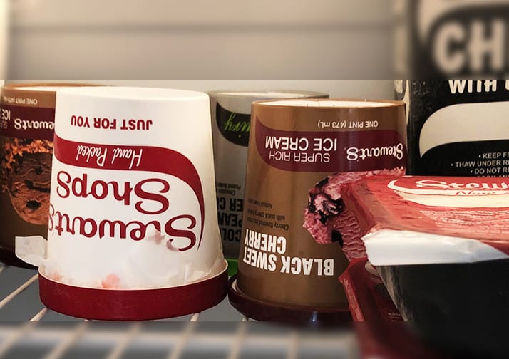 upside down Stewart's pints in freezer