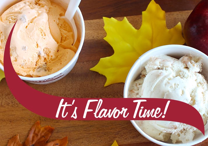 fall leaves and ice cream, it's flavor time