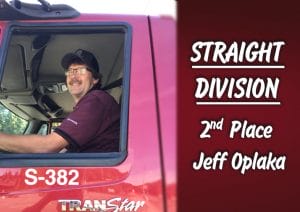 Stewart's Truck Driver with the text Straight Division 2nd place Jeff Oplaka