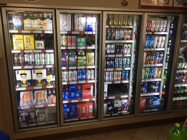 full cooler of beer and beverages