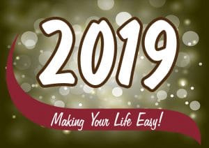 2019 Making Your Life Easy. Sparkles in the background.