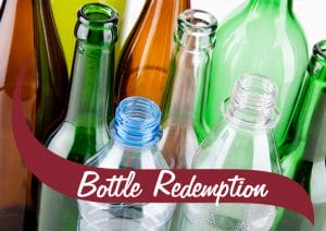 Bottle redemption empty bottles pictured