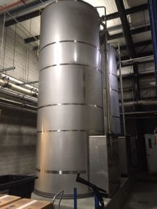 the two finished blending tanks inside the plant