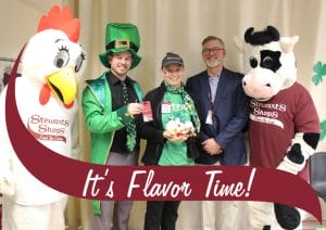 Its Flavor Time over an image of the dip off winner with the mascots and her managers