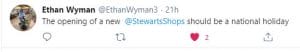 Tweet about New Stewart's Shop