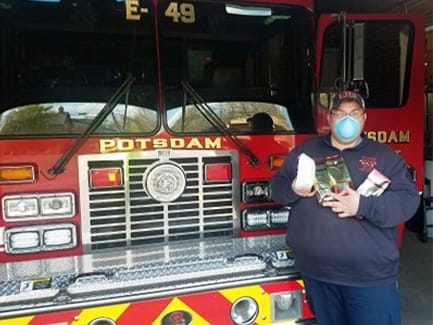 potsdam firefighter with stewarts coffee