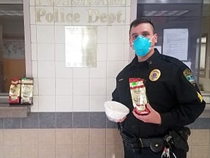 potsdam police officer with stewarts coffee