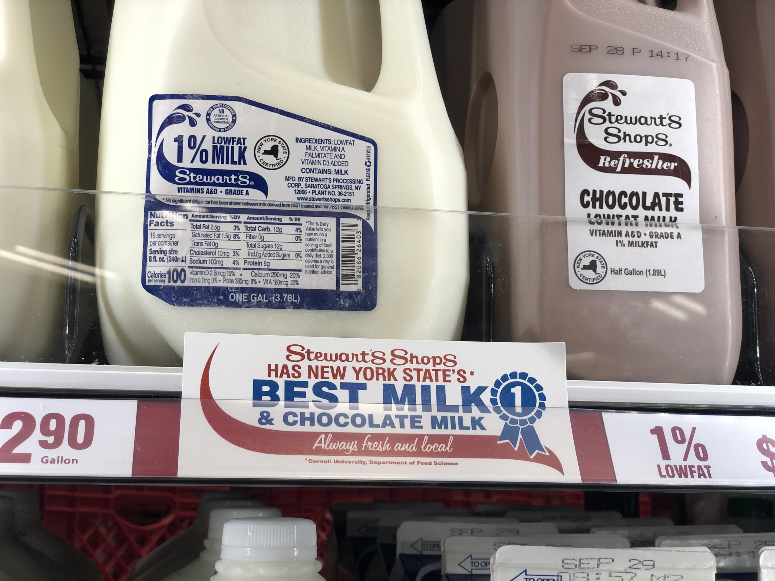 Milk gallon and chocolate milk half gallon
