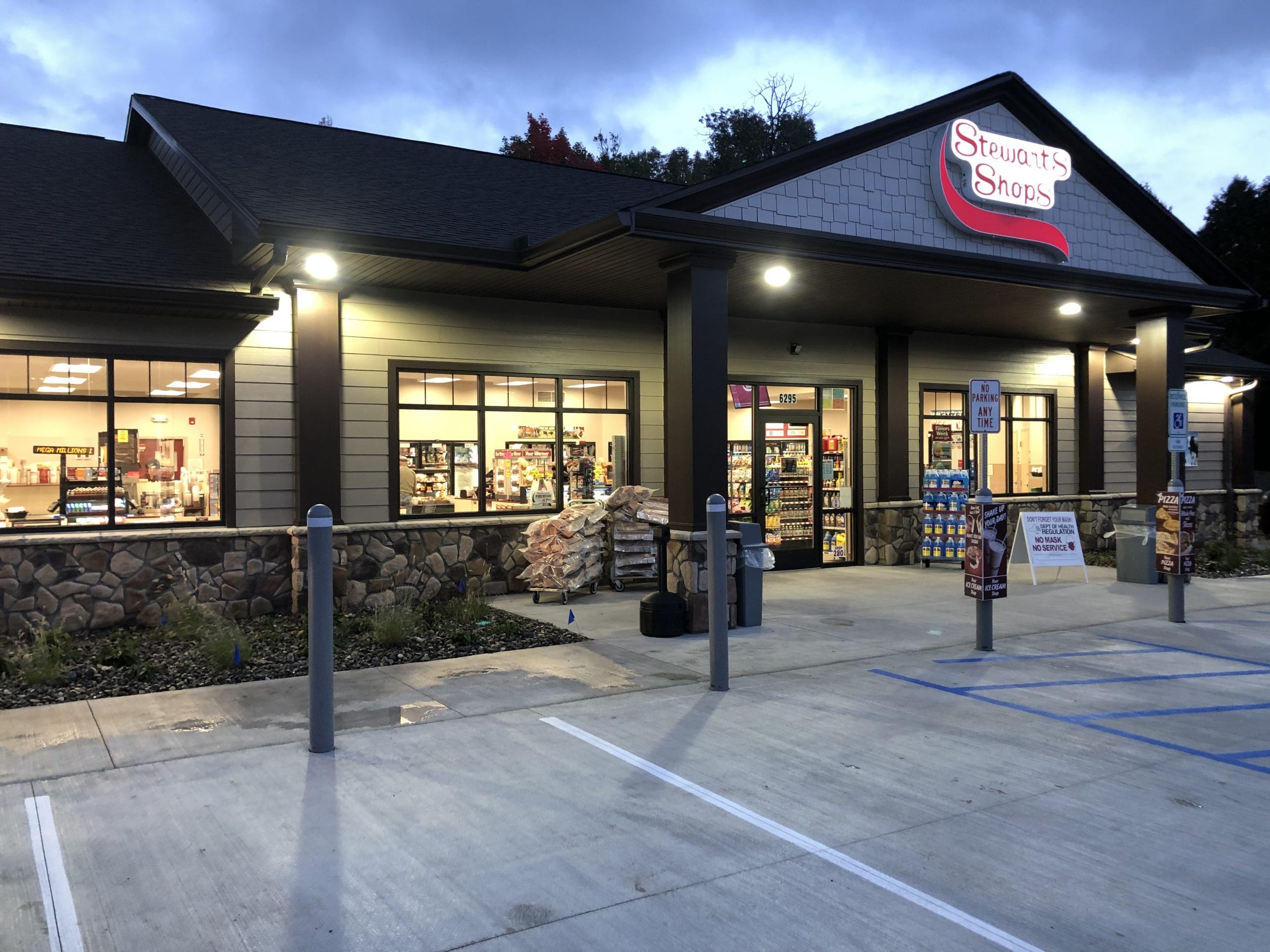 Exterior of new store at night