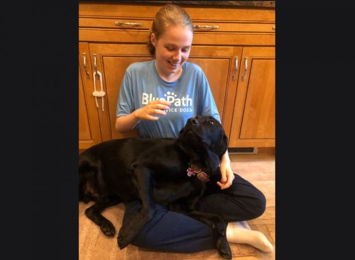 Service dog Chester with his owner Kaitlin