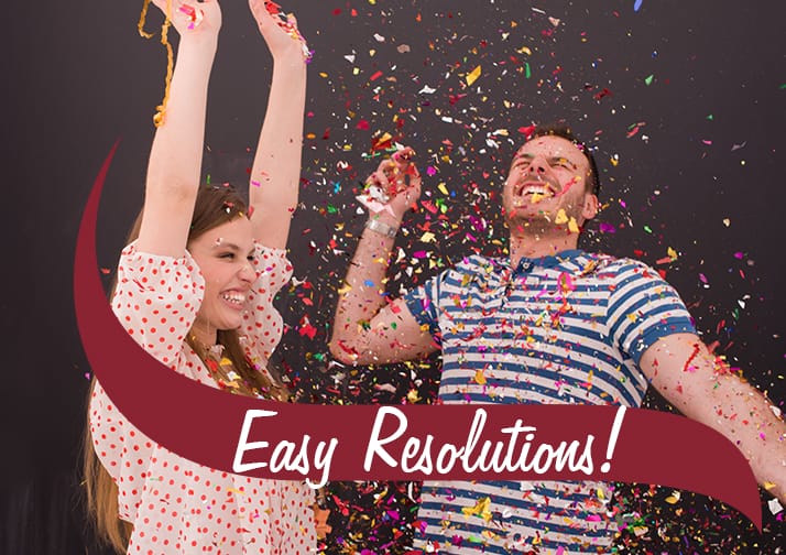 Happy couple with celebrating Easy resolutions