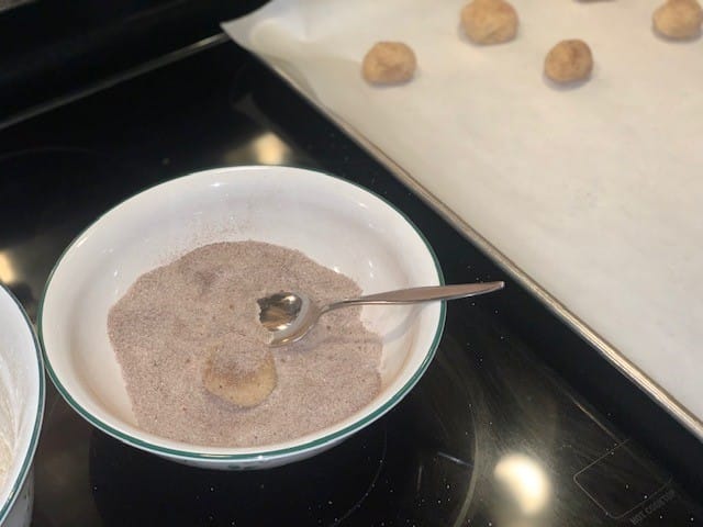 baking process for eggnog snickerdoodle cookies