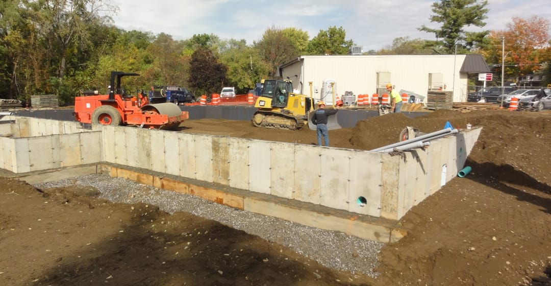 Foundation being built for store