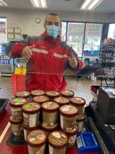 Customer purchased several pints of ice cream.