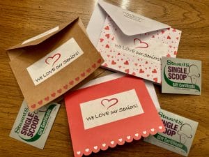 Thank you notes saying "We love our Seniors" and ice cream cone gift certificates.