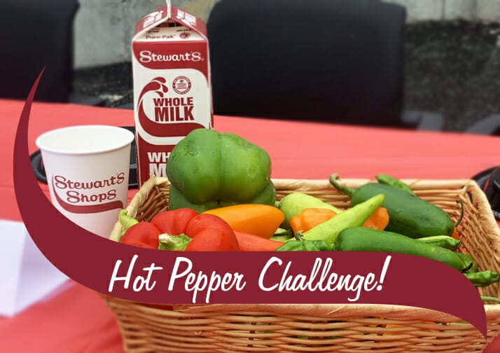 Stewart's milk and a basket of peppers