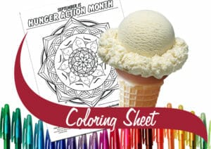 Coloring sheet with a single scoop cone.