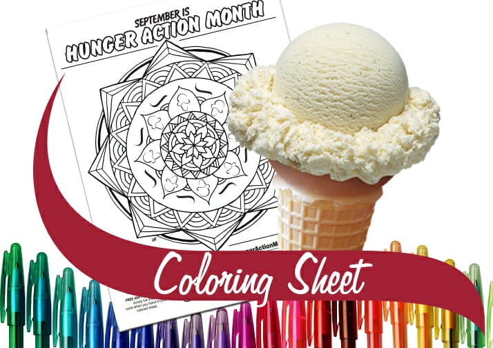 Coloring sheet with a single scoop cone.