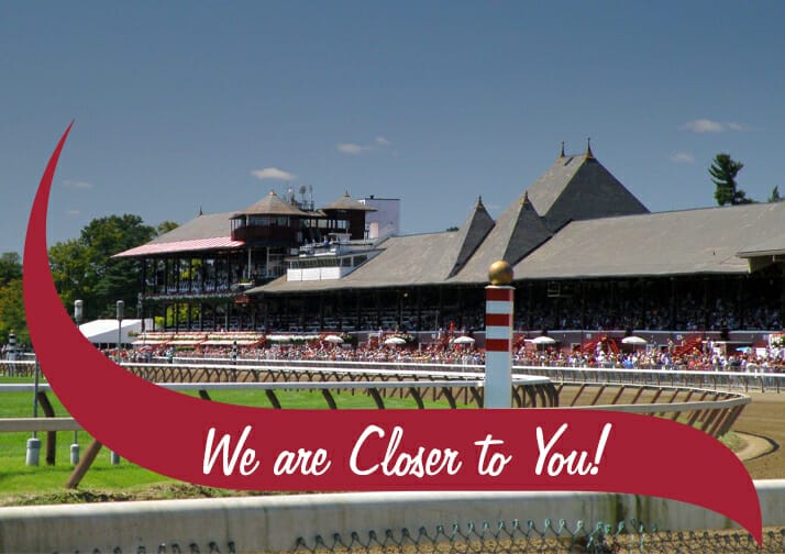 image of the grand stands at the Saratoga race track