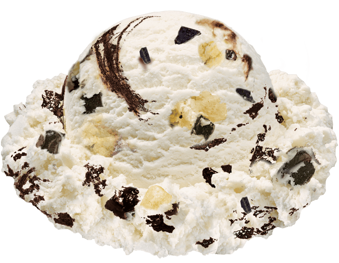 Tiramisu scoop a mascarpone flavored ice cream with a mocha fudge swirl, pound cake pieces, and chocolatey espresso flakes