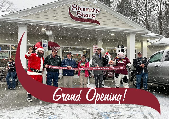snowy grand opening photo. Grand Opening written in the wave