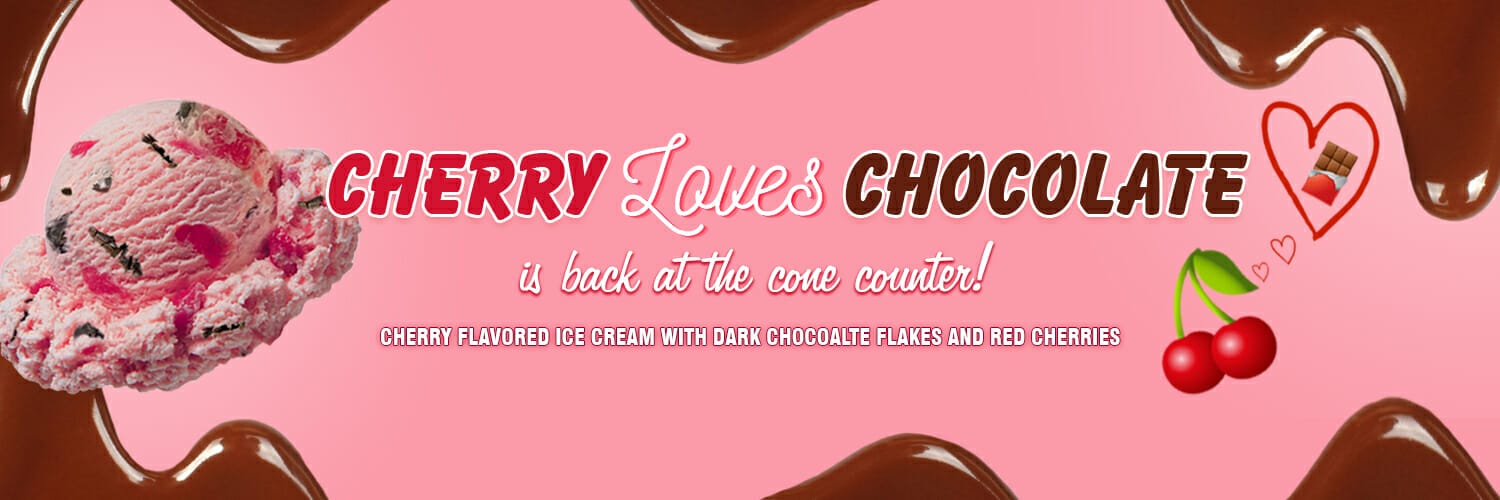 Cherry loves chocolate is back at the cone counter!