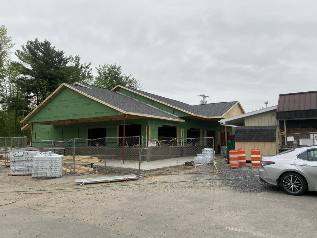 exterior of shop as its being built 