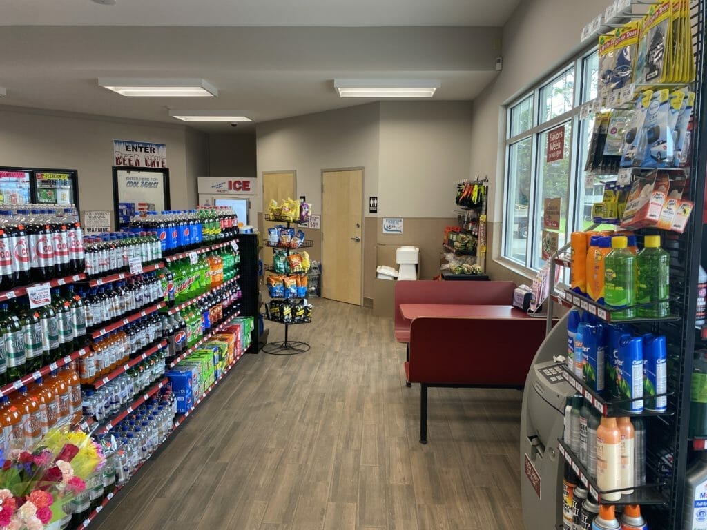 interior of shop with booth