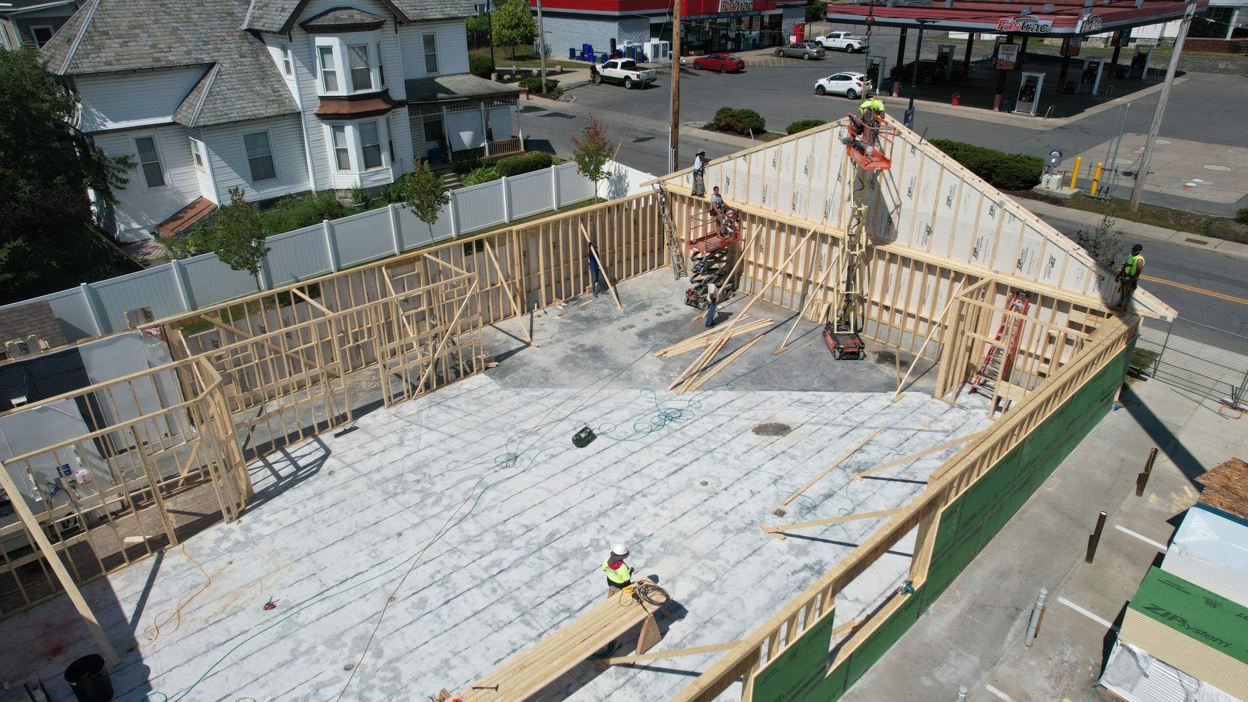 Ariel View of shop being rebuilt