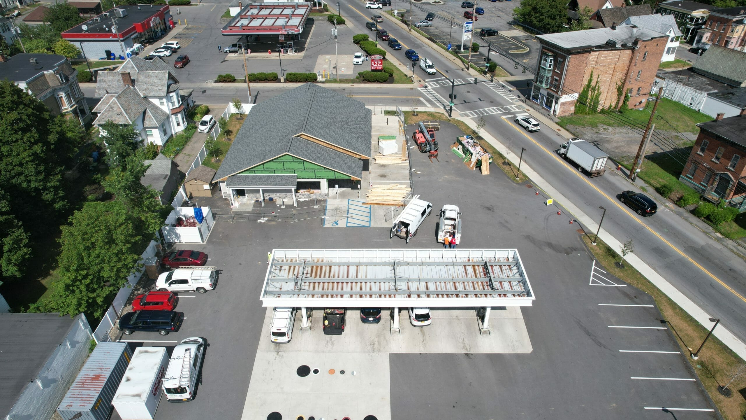 Ariel View of shop being rebuilt