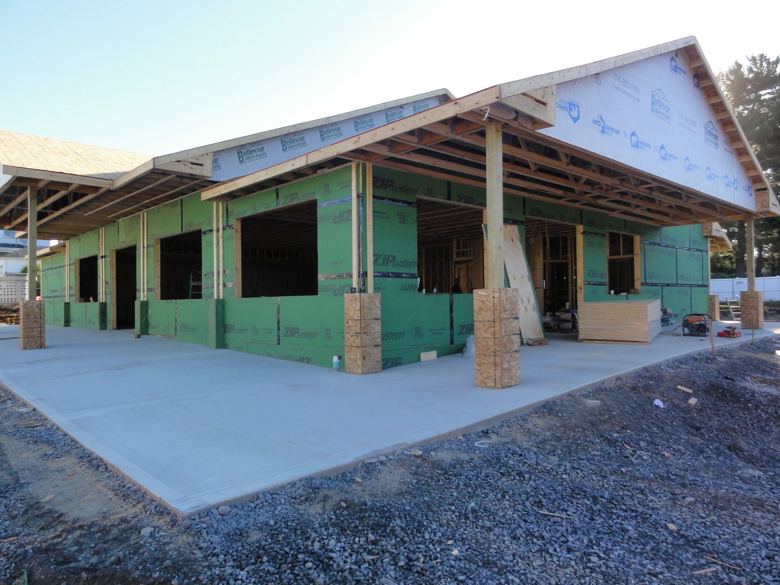Ground View of the new shop. Building of the front of the store