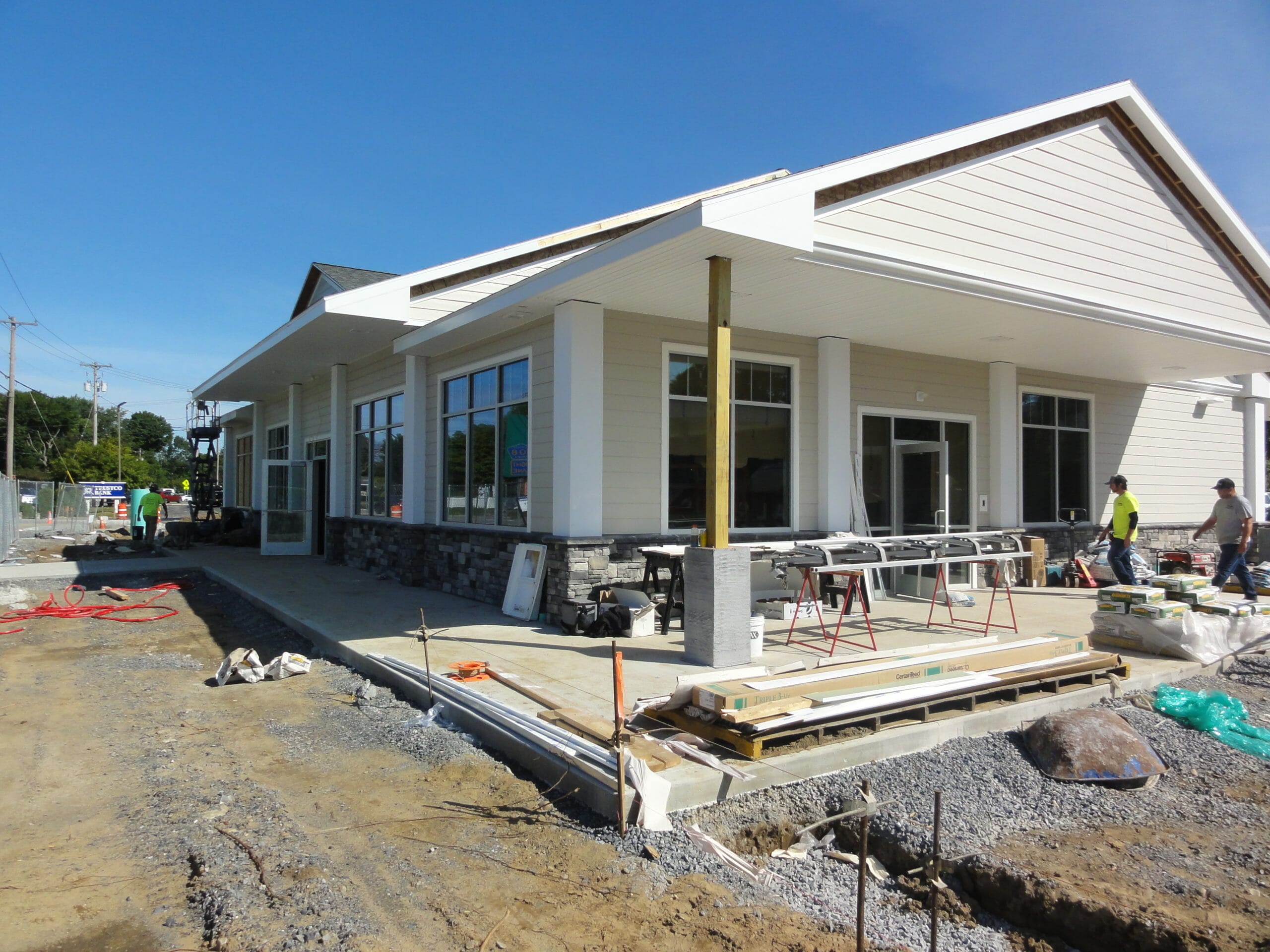 Building the stone wall around the new shop