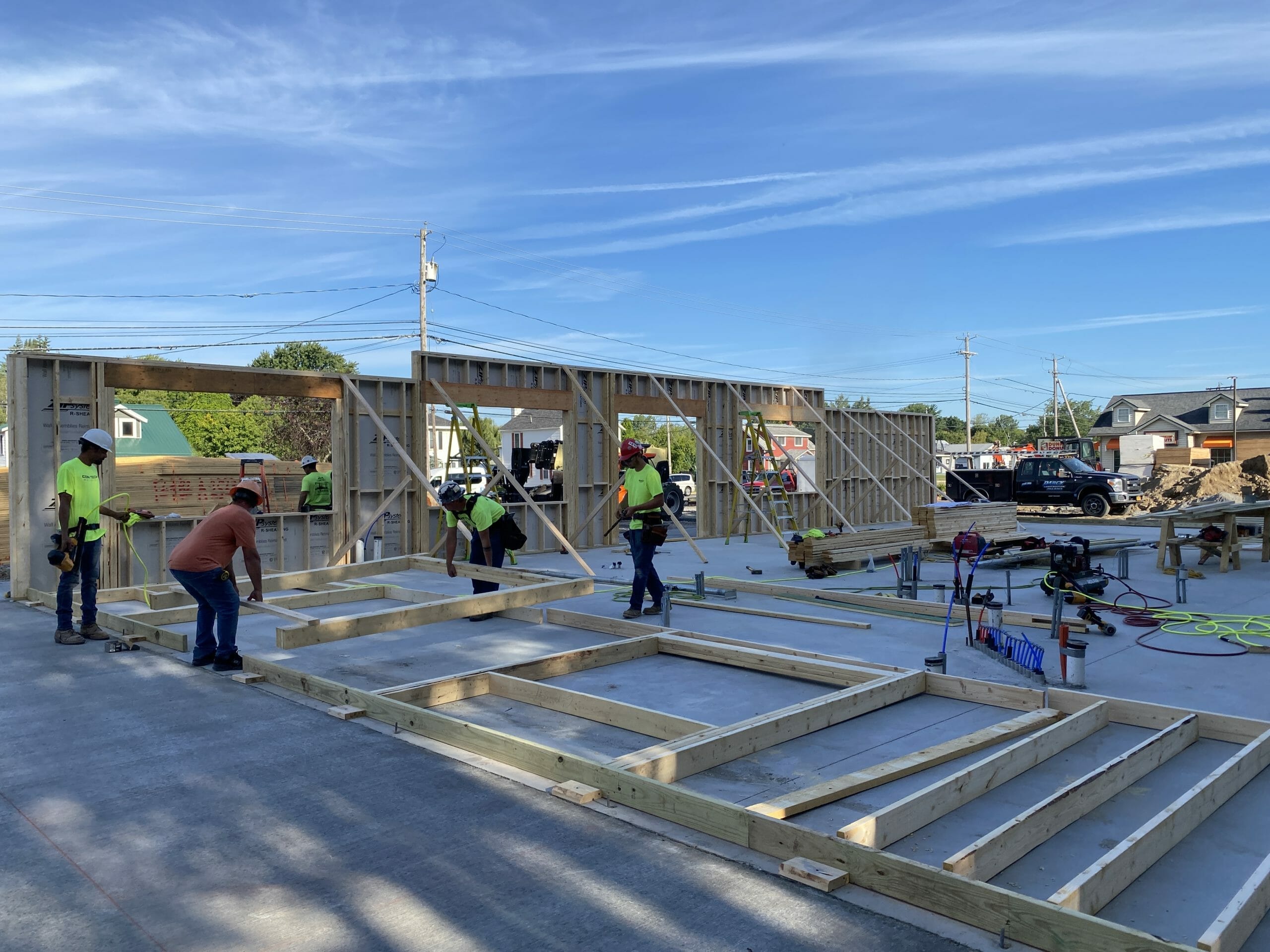 The building of the walls for the new north potsdam shop